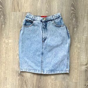 Vintage 1980s No Problem Acid Wash Short Blue Jean Skirt